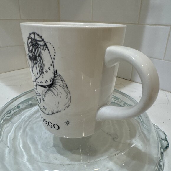Williams Sonoma Zodiac VIRGO Lg 20oz Coffee Mug Rory Dobner Swan Bird Shades B&W - Picture 2 of 11
